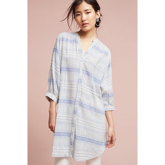 Anthropologie Tops - Anthropologie MAEVE Lena Yarn Dyed Oversized Tunic Top Shirt Buttondown Small